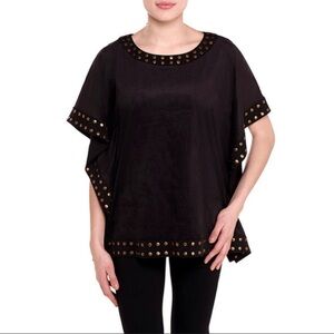 NWT brown studded faux suede poncho top by Nygard size m